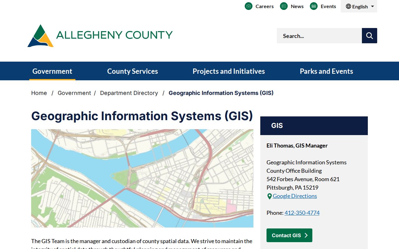 Ross Township street directory reference showing the Allegheny County GIS parcel and address tools