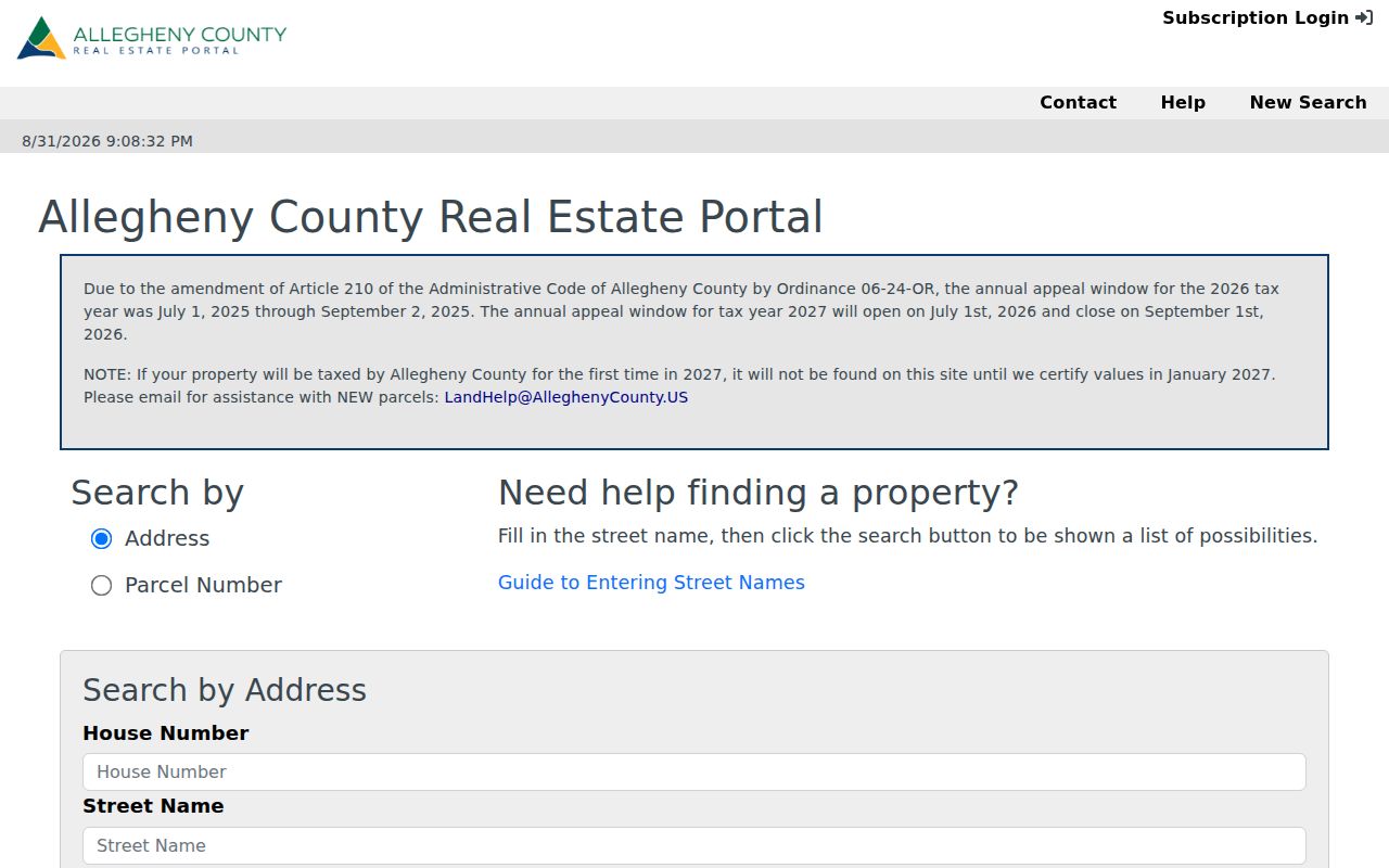 Ross Township residents directory, Allegheny County Real Estate Portal address search
