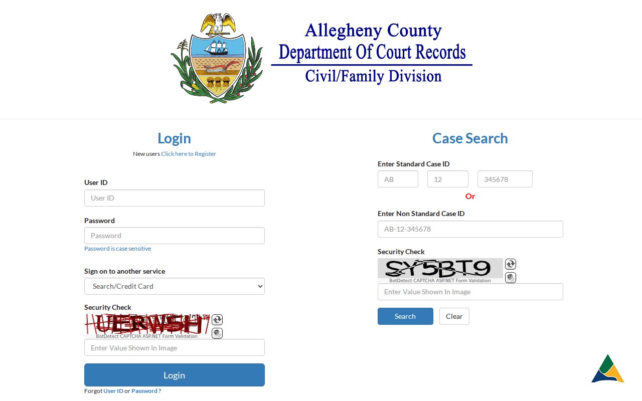 Ross Township residents directory, Allegheny Department of Court Records search entry