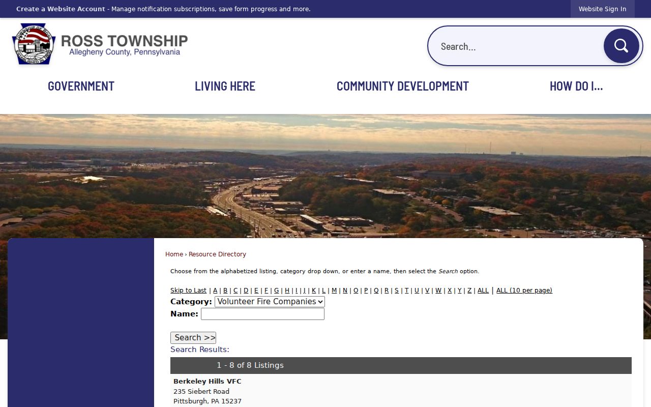 Ross Township neighbors research using official fire-category community names