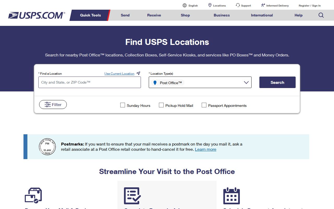 Ross Township ZIP code directory image of the USPS Location Finder
